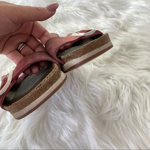 Birkenstock | Unisex Arizona Red Suede Soft Bed Sandals Sport Rubber Sole Size 5 - Picture 5 of 10